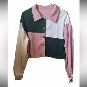 Shein Cropped Colorblock Jean Jacket